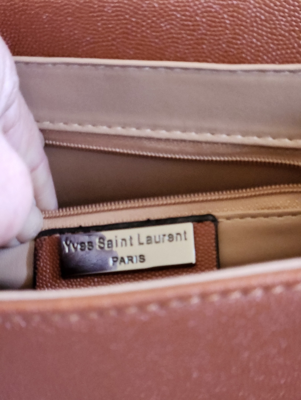 Saint Laurent Quilted Crossbody Bag in Cognac Brown with Black Hardware - Picture 7 of 7